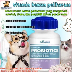 Vitamin Kucing/probiotik kucing/ Probiotic Tablet / Vitamin Kucing MASALAH PENCERNAAN untuk Diare, Mencret,  dan Radang Usus / Obat Diare Kucing / Obat Diare Anjing 180 Tab's