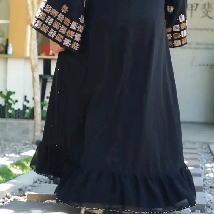 Abaya SHEFNA Hitam Bordir Busui Dress maxi gamis wanita muslimah lebaran murah elegant remaja kekinian lokal 8