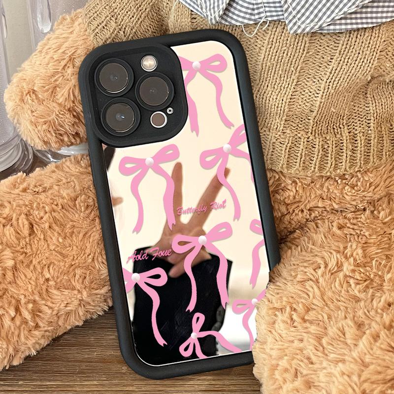 Bow Cermin Phone Case Hp Casing Softcase Compitable With Infinix Smart 8 7 6 5 Note 40 30 Hot 40 30i 10 11 Itel A70 P55 RS4 Zero 30 Tecno Spark Pova 5 20 20C Go Pro Play 2023 4G 5G C8-8009 3