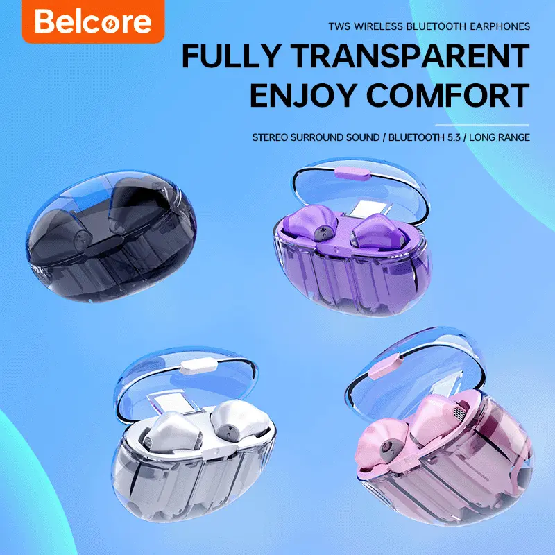 Belcore True Wireless Bluetooth Earphone S6 Pro  Earbuds TWS Headset Bluetooth Bass 9D HiFi Stereo Sound Earphone Wireless Waterproof Headphone Henset Bloetooth with Microphone Sport 0