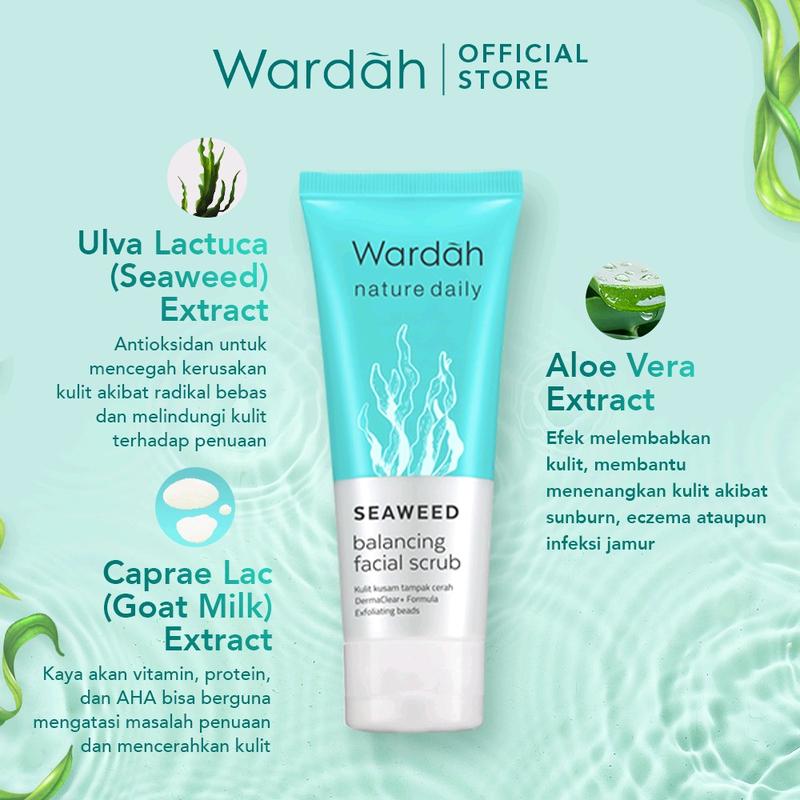 WARDAH NATURE DAILY SEAWEED BALANCING FACIAL SCRUB 60ML 1