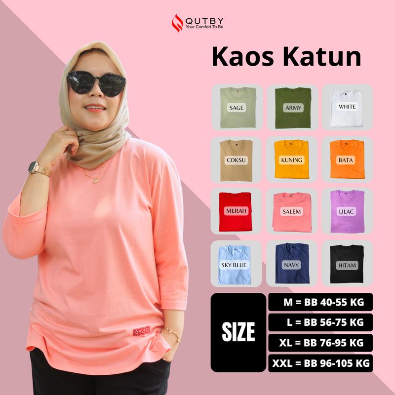 QUTBY - Kaos Polos Wanita Jumbo Katun Combed Premium 24s 2