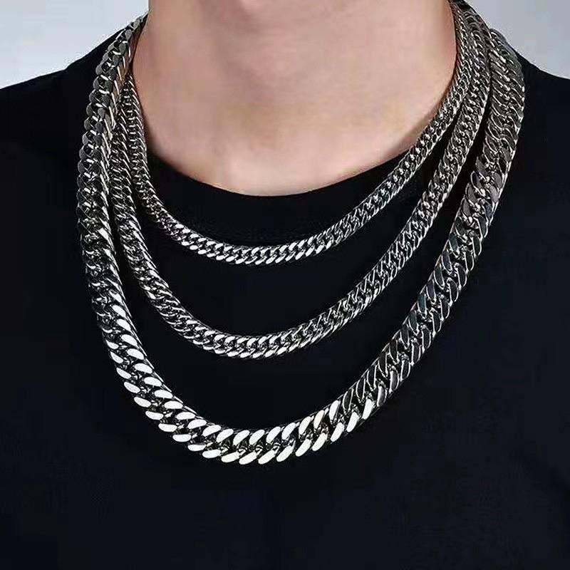 Dây chuyền mắt xích đôi ôm sát xương quai xanh hai lớp, đánh bóng cả bốn mặt, thép không gỉ, unisex, có thể điều chỉnh kích thước, màu bạc và vàng, dành cho cặp đôi đồng bộ, chống nước, không phai màu, phụ kiện thời trang street hip hop dành cho nam và nữ