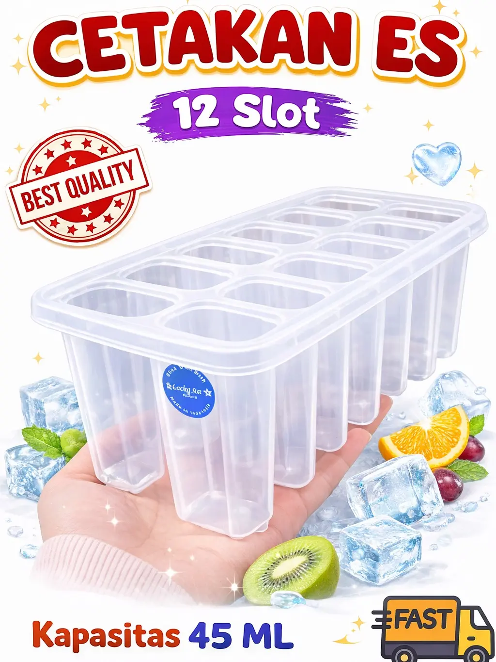CETAKAN 12 SLOT -cetakan es stik / cetakan es krim / cetakan es crim