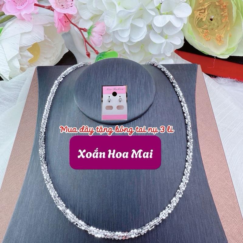   2 Dây chuyền Xoắn Hoa Mai Inox Cao cấp- MiMi. Bản 4 li khoá tròn dây sáng bóng bền đẹp. Mua dây tặng bông tai. Ko đen ko ngứa. Độ dài 45-50cm. 