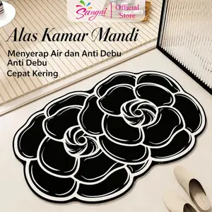 Sangni Keset Menyerap Air bentuk special Motif Bunga Cantik | 38x58cm | tebal 2,5mm Keset Kamar Mandi Karet Menyerap Air Cepat