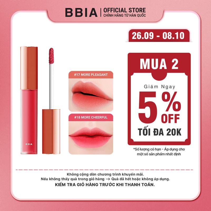[BBIA] [Version 4] Son kem lì bền màu, mịn như nhung BBIA Last Velvet Lip Tint 5g