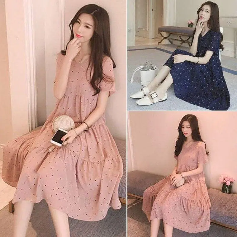 Pregnant Women Summer Dress 2022 New Trendy Mom Summer Over Knee Long Dress Summer Pregnancy Loose Skirt