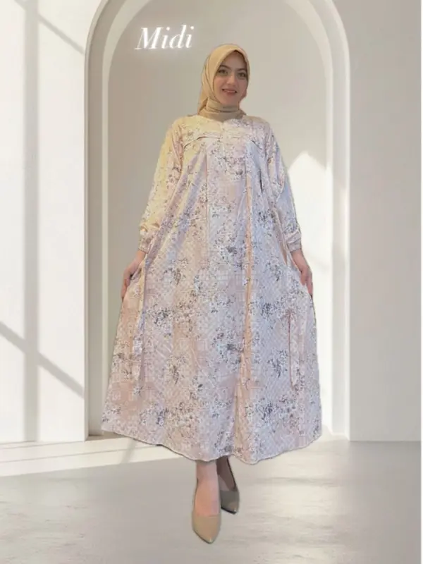 MIDI DRESS JUMBO M L XL XXL LD 100 110 120 130 BUSUI RESLETING DEPAN MOTIF TETA MIDI KEKINIAN MODERN TERBARU 2025 BAHAN PREMIUM COTTON RAYON ADEM TEBAL MOTIF MEWAH DEWASA IBU IBU LEBARAN 2025 BAYAR DI TEMPAT 5