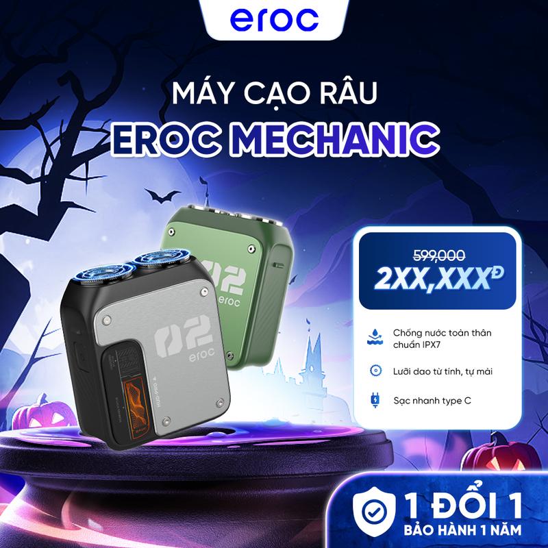 Máy cạo râu EROC Mechanic (nhiều màu) - Động cơ 9000RPM, Lưỡi dao kép nổi tự mài, Chống nước IPX7, Sạc nhanh Type-C