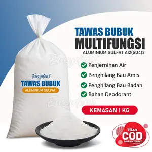 Tawas Bubuk Halus Multifungsi 1kg Natural Deodorant Penghilang Bau Badan Ketiak Pembersih & Penjernih Air