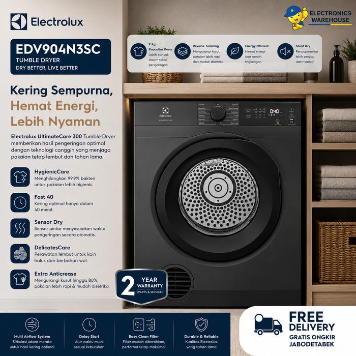Gambar Electrolux Dryer EDV904N3SC / EDV904 N3SC / EDV 904 N3SC | Mesin pengering dari ElectronicWarehouse Kab. Tangerang Tokopedia