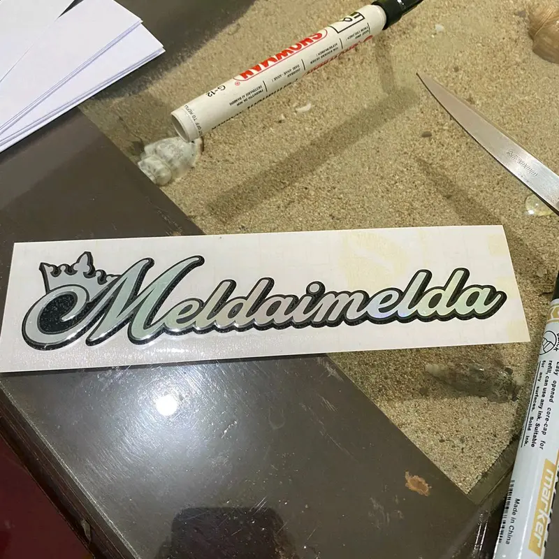 cutting sticker beground hitam custom nama mahkota hologram 7
