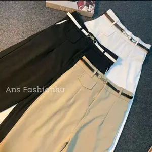 Ans Fashionku - Celana Kulot ORO Pants Knit Highwaist Losse Anti Kusut Kerja Nyaman Dipakai Bahan Jatuh Celana Panjang Korean Style / Celana Panjang Highwaist Premium terlaris