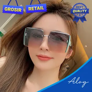 PL-MX002 Kacamata Hitam Pantai Bingkai Persegi Untuk Wanita Black Sunglasses