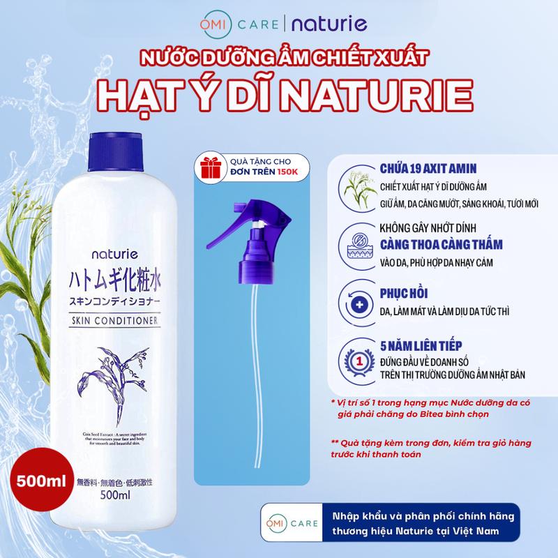 Nước Hoa Hồng Ý Dĩ Naturie Hatomugi 500ml Cấp Ẩm Giữ Ẩm Dưỡng Sáng Dịu Nhẹ An…