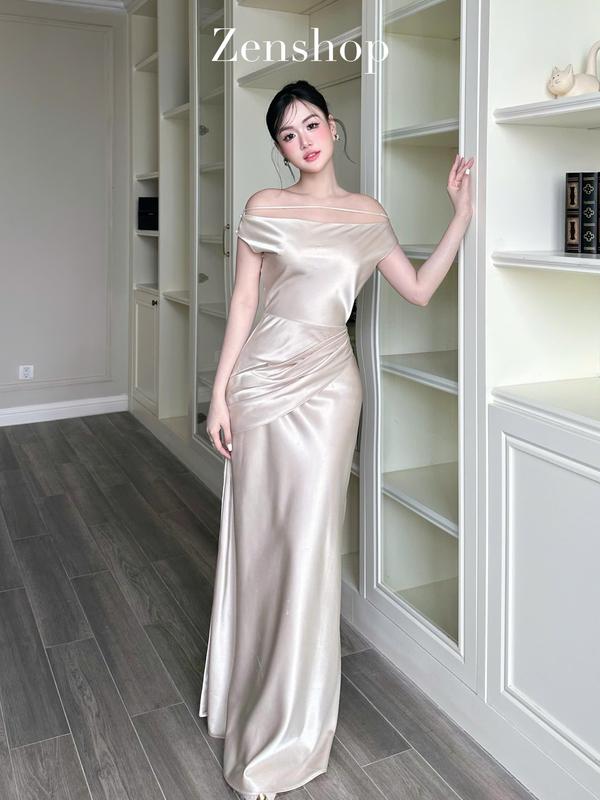 Đầm Lụa Trễ Vai Xếp Ly Eo Ôm Body Sang Trọng | Thanh Lịch - MAYLA Dress
