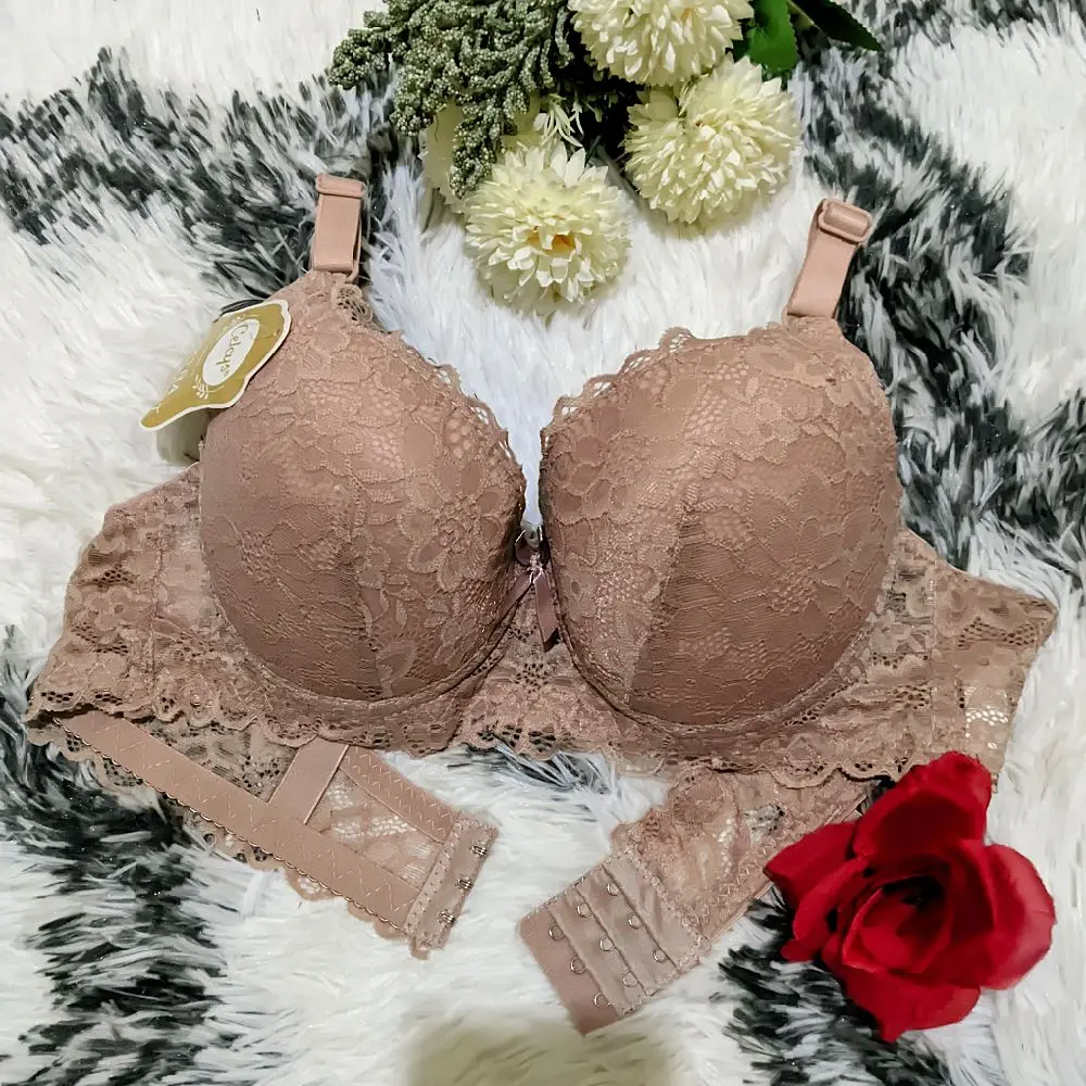Bra Wanita BH Burkat Full Cup kait 3 Beha Burkat Cantik Berkawat  Kancing 3 Cup C Busa Sedang Brokat Nyaman