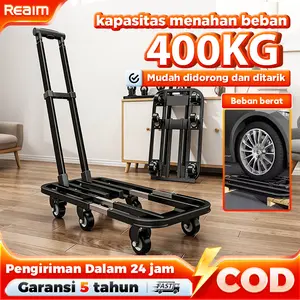 【Dapat dilipat Dapat ditarik】Reaim Troli Koper Lipat Belanja Rumah Tangga Belanja Sembako Tangga Naik Troli Silent Support Light Portable Sliding Truck Trolley