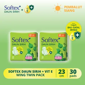 Softex Daun Sirih + Vitamin E Jumbo Pack 23cm 30s x 2 Pack - Pembalut Daun Sirih Siang