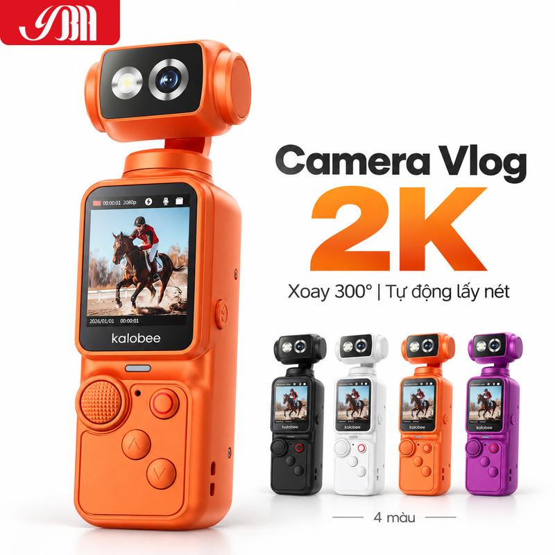 Kalobee Pocket 4 Camera Cầm Tay 2K, Xoay 300°, Tự Động Lấy Nét, Ghi Âm Stereo