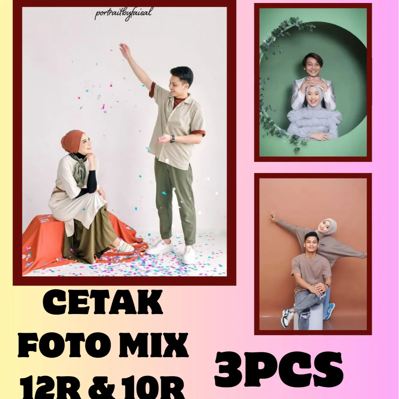 Bingkai Foto MDF 30x40cm dan 20x30cm Dipasang di Dinding Modern