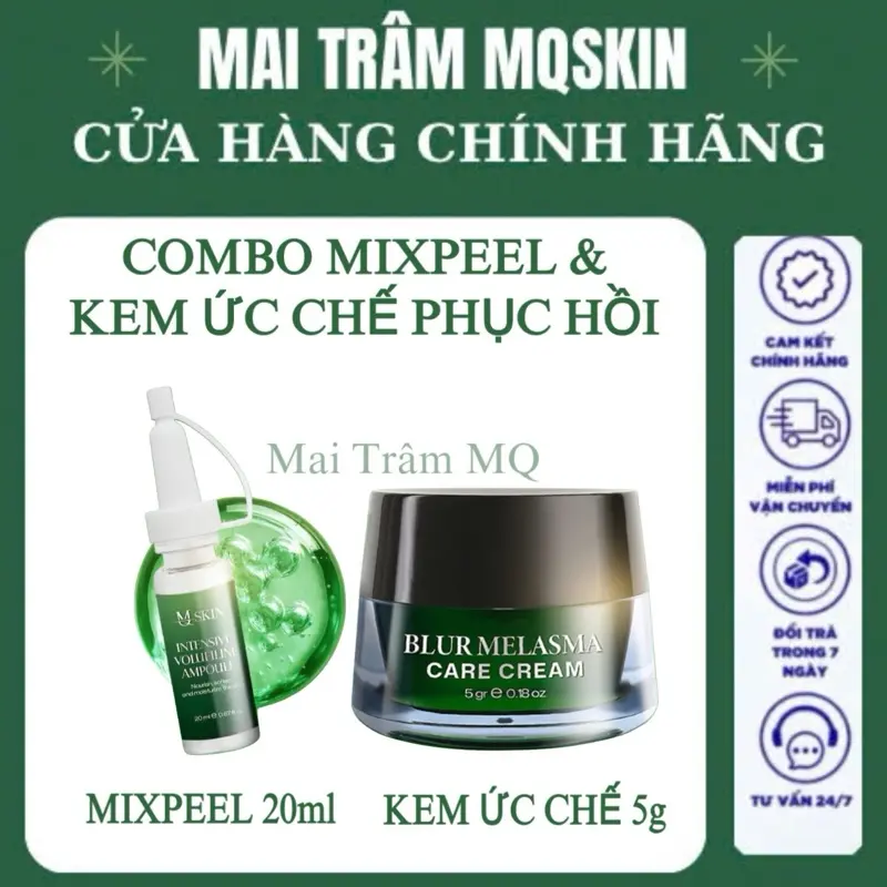 [ TẶNG KÈM CỌ +DC PEEL] COMBO MIXPEEL TÁI TẠO DA NHÂN SÂM M Q SKIN - Hổ trợ cải thiện làn da nám mụn