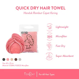 Handduk By Today - Coral Velvet Microfiber Hair Towel Handuk Rambut