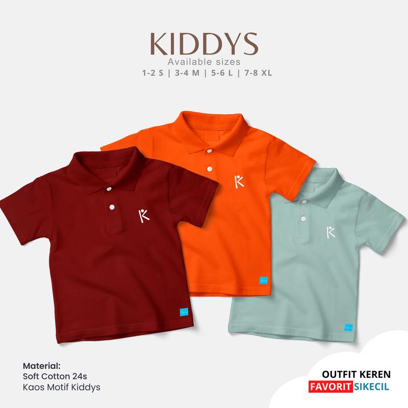 Kiddys Baju Anak Kaos Pendek Kerah Unisex Cotton 24s 1-8 Tahun KA100 0