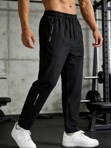 Pantalones de chándal para hombre de secado rápido, joggers ligeros con bolsillos con cremallera y cintura elástica para gimnasio y correr