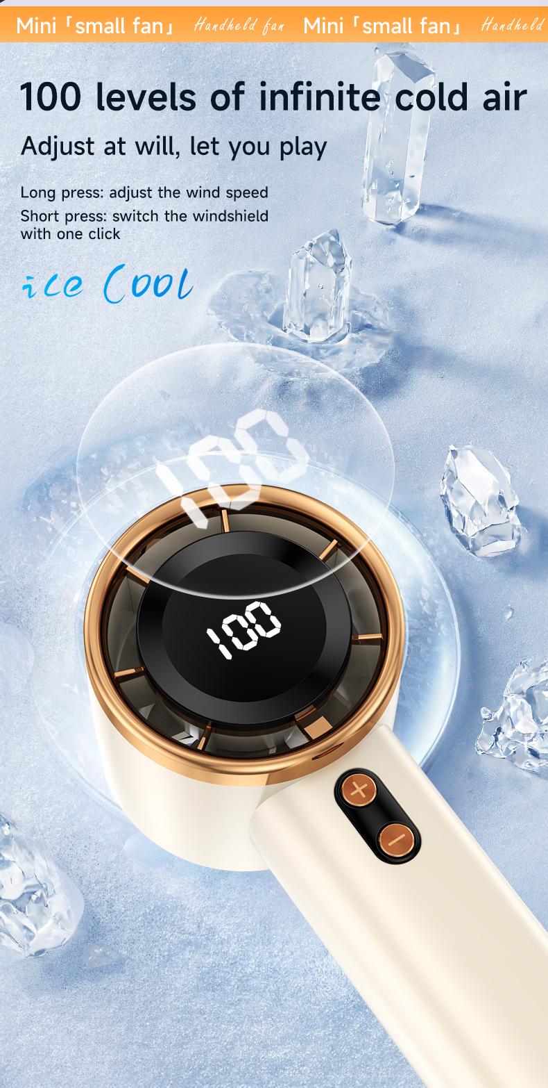 Mini Star Fan for Rapid Cooling, 100 Speeds, Hurricane Powerful Fan, Mini Portable USB Rechargeable Turbine Fan, Handheld with High Airflow