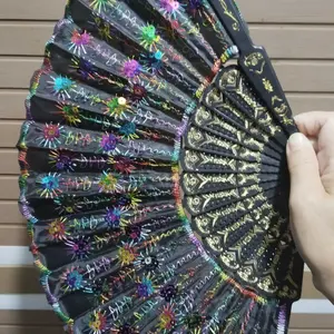 AULIANASYA KIPAS LIPAT MOTIF EKOR MERAK PAYET SPANYOL TRADISIONAL