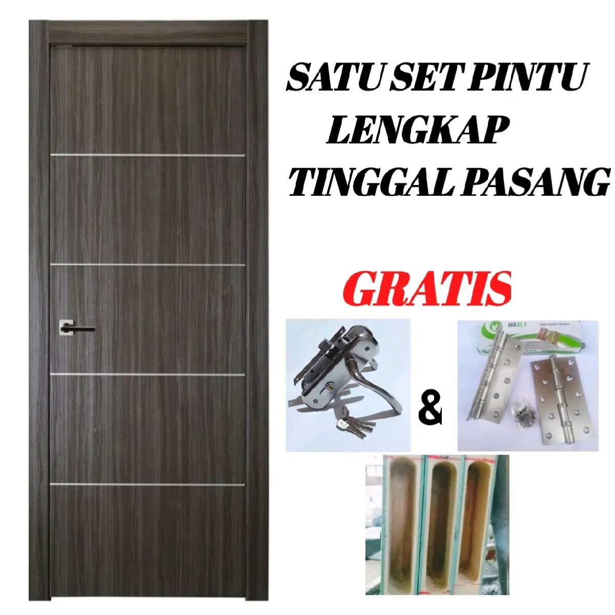 SATU SET PINTU HANDLE KUNCI ENGSEL | PINTU KAMAR | PINTU RUMAH