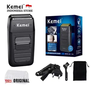 Alat Cukur Rambut Kemei Kumis Jenggot Hair Clipper Shaver Elektrik Professional Botak Rechargeable Mesin Cukuran KM 1102