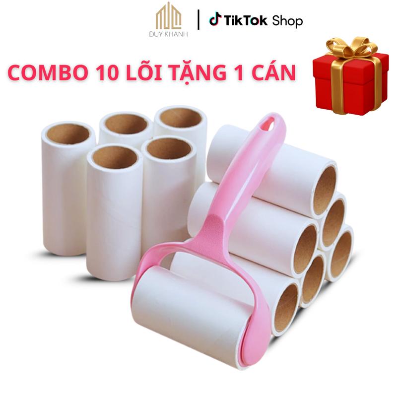 Combo 10 Lõi Lăn Bụi Tặng 1 Cây Lăn Bụi - Làm Sạch Quần Áo Ga Giường Sofa Đa Năng Tiện Lợi