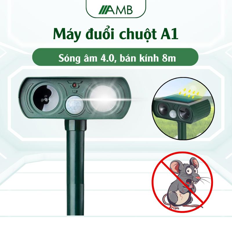 Máy đuổi chuột a1 AMB, thiết bị đuổi động vật bằng công nghệ hồng ngoại sóng âm 4.0