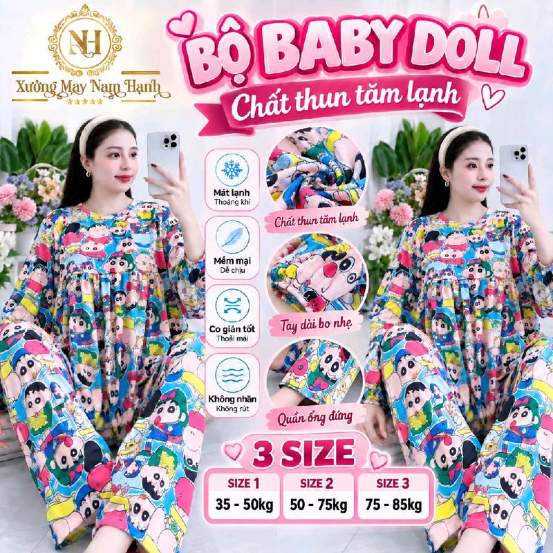 TD - BỘ BABY DOLL CHẤT THUN TĂM KHÔNG NHĂN - NHIỀU HỌA TIẾT
