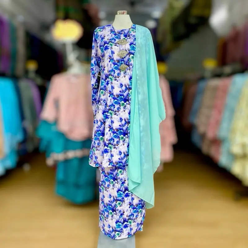 Kurung Anggun Floral Premium Style Butang