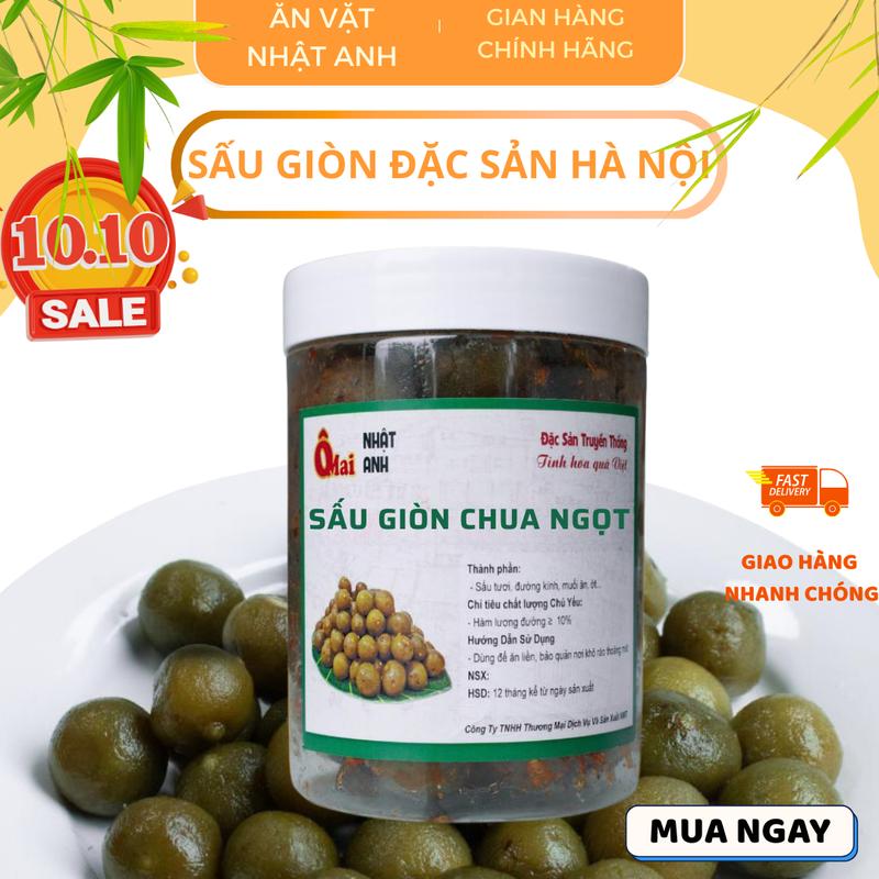 Ô Mai Sấu Giòn Kèm Muối (Vị Chua Ngọt&Chua Cay) - Đặc Sản Hà Nội - Làm từ sấu tươi loại 1 siêu ngon không chất bảo quản - An toàn cho sức khoẻ- Ô Mai Nhật Anh