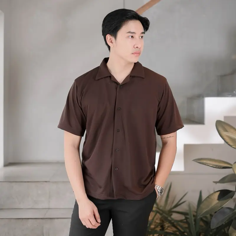 HAIBRO Kemeja Cove Series Coffe Polos | Kemeja Lengan Pendek