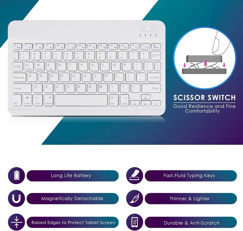 Case Keyboard For Advan Tab Sketsa 2 3 10.1" 2023 Advan 10 10,1 Inch Flipcase Leather Casing Cover Tablet Wireless Nirkabel Bluetooth Rechargeable Standing Bookcover Kesing Pelindung Kulit Anti Air 5