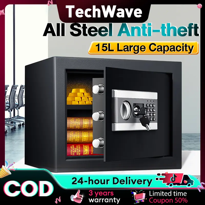 Safe Cash Safe Premium Digital Safe Fireproof and Waterproof Personal Anti-theft Home Security Cash Box Stainless Steel Cash Box/Hotel/Office Safe Digital Safe Jewelry Safe Safe Deposit Box Password Key Safe Safety