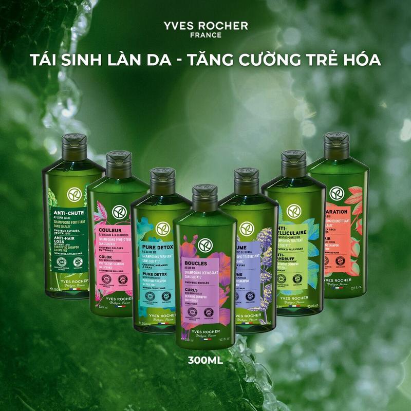 [YR] Dầu gội Thiên Nhiên Không Sulfate Không Silicone Yves Rocher Shampoo 300ml (nhiều phân loại)