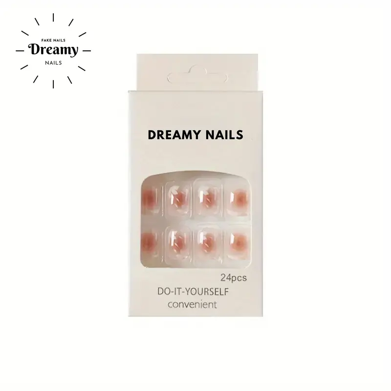 R843  DREAMYNAILS KUKU PALSU 2D 24PCS + R843 Falling Flowers cherry blossom blush French 8