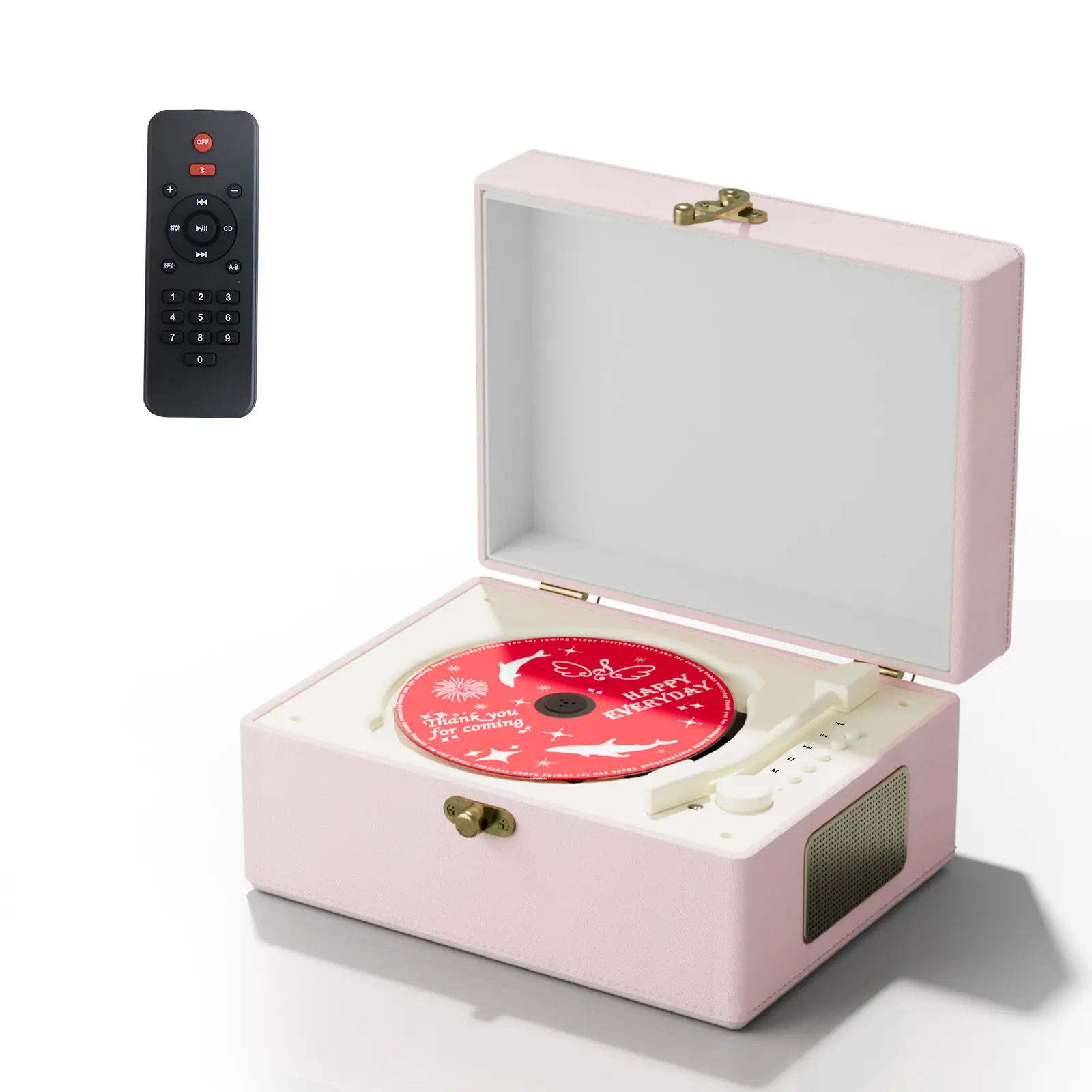 Rechargeable Leather CD Player with Speakers; Bluetooth Transmitter; Festival Gift; BGM Player for Home Decor