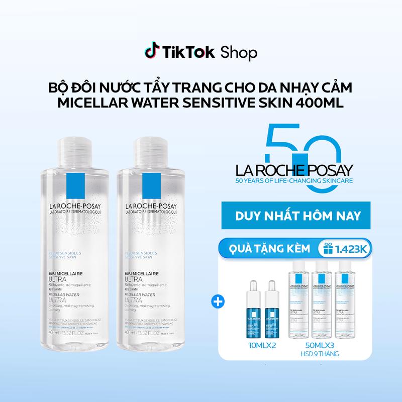 [Hannah] Set 2 Nước làm sạch sâu và tẩy trang cho da nhạy cảm La Roche-Posay Micellar Water Ultra Sensitive Skin 400ml
