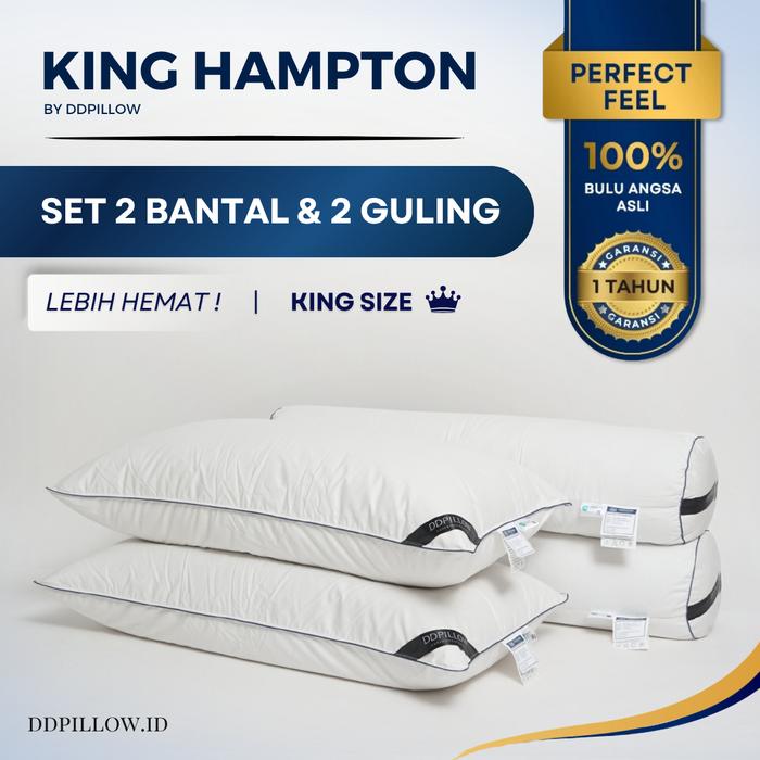 Gambar DDPillow Set 2 Bantal Jumbo + Guling Bulu Angsa Asli, Type King Hampton (Perfect Feel) / Bantal Hotel Bintang 5 - Bantal dari ddpillow Kota Administrasi Jakarta Barat Tokopedia
