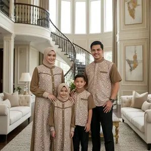 OutfitbyMeta Naima sarimbit keluarga jaguard premium Gamis dan Koko sarkmbit lebarn idul fitri