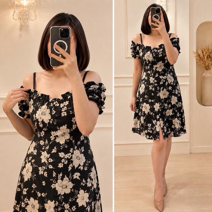 midi dress korean sabrina kasual Jual Dress Korean Style Midi Busui Fredly Sabrina Kasual Baju Wanita Polos Full Kancing Tali Samping