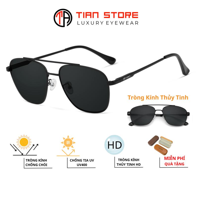  Kính Râm Tròng Thủy Tinh TA3093 Kính Mát Thời Trang Nam Dáng Vuông Phi Công Mắt Kính TIAN Đi Đường Lái Xe Du Lịch Chống Chói Nắng Chống Tia UV400 Phù Hợp Nhiều Dáng Mặt 
